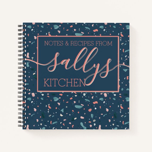 Navy Terrazzo Kitchen Notes Recipate hausgemacht Notizbuch (Vorderseite)