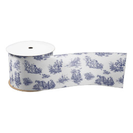 Navy Toile Satinband