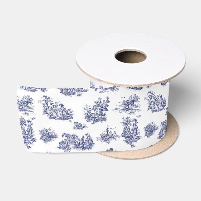 Navy Toile Satinband (Spule)
