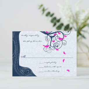 Navy Tree Wirbel Hochzeit RSVP Einladungen