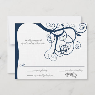 Navy Tree Wirbel Hochzeit RSVP Einladungen