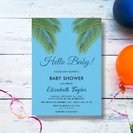 Navy Tropical Palm Blätter Beach Baby Dusche Einladung