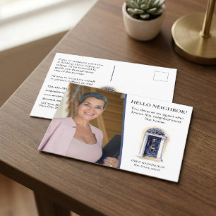 Navy-Tür-Aquarell-Hallo Immobilienmakler Postkarte
