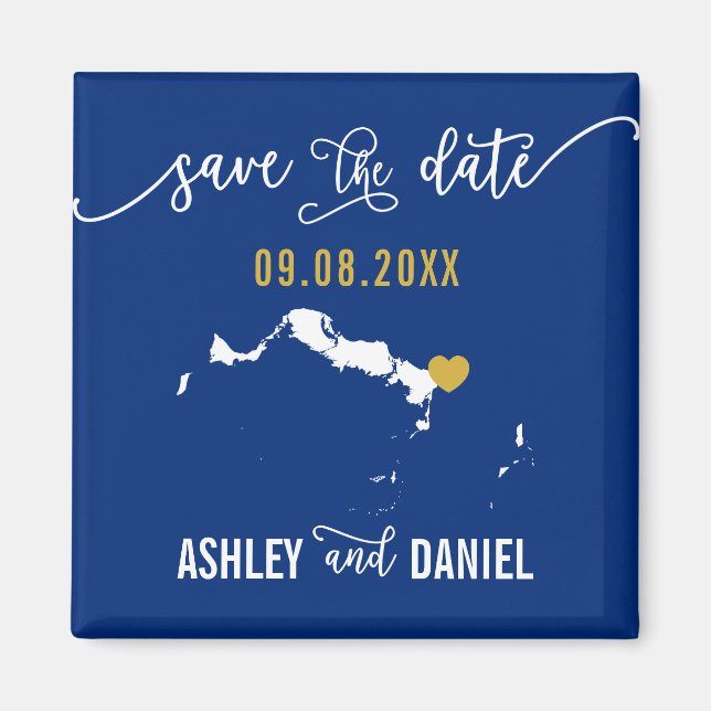 Navy Turks und Caicos Wedding Speichern Sie die Da Magnet (Vorne)