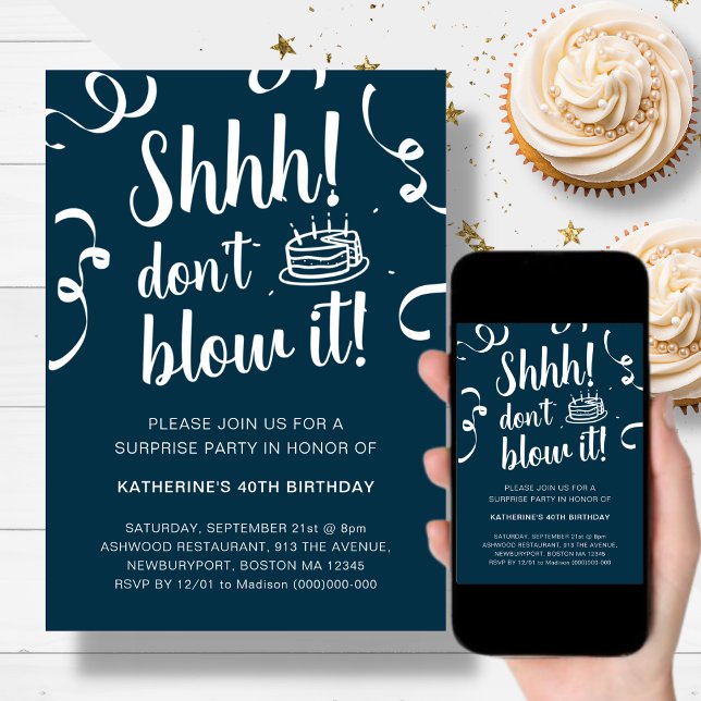 Navy Überraschung Geburtstag | Nicht einladen Einladung (Von Creator hochgeladen)