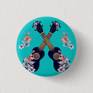 Navy Ukuleles mit floralen Wasserfarbenelementen P Button