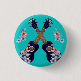 Navy Ukuleles mit floralen Wasserfarbenelementen P Button