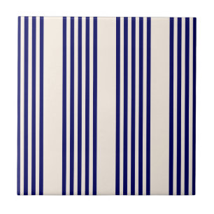 Navy und Beige fünf Streifen Muster Fliese