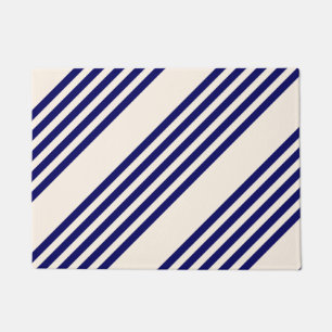 Navy und Beige fünf Streifen Muster Fußmatte