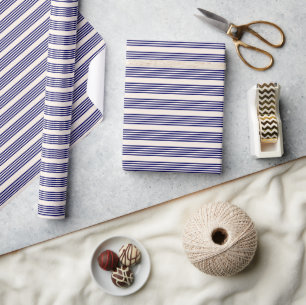 Navy und Beige fünf Streifen Muster Geschenkpapier