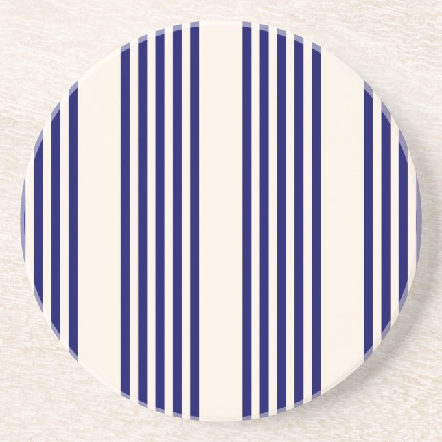 Navy und Beige fünf Streifen Muster Getränkeuntersetzer (Vorne)