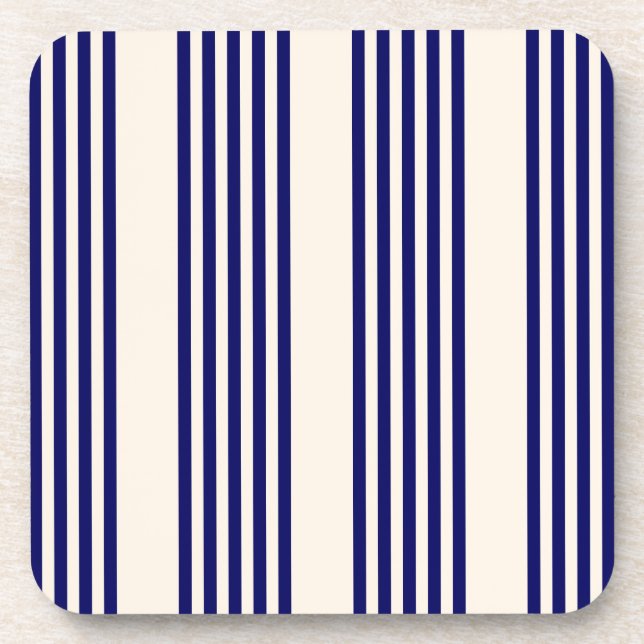 Navy und Beige fünf Streifen Muster Getränkeuntersetzer (Vorderseite)