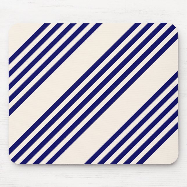 Navy und Beige fünf Streifen Muster Mousepad (Vorne)