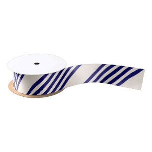 Navy und Beige fünf Streifen Muster Satinband