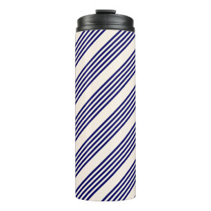 Navy und Beige fünf Streifen Muster Thermosbecher