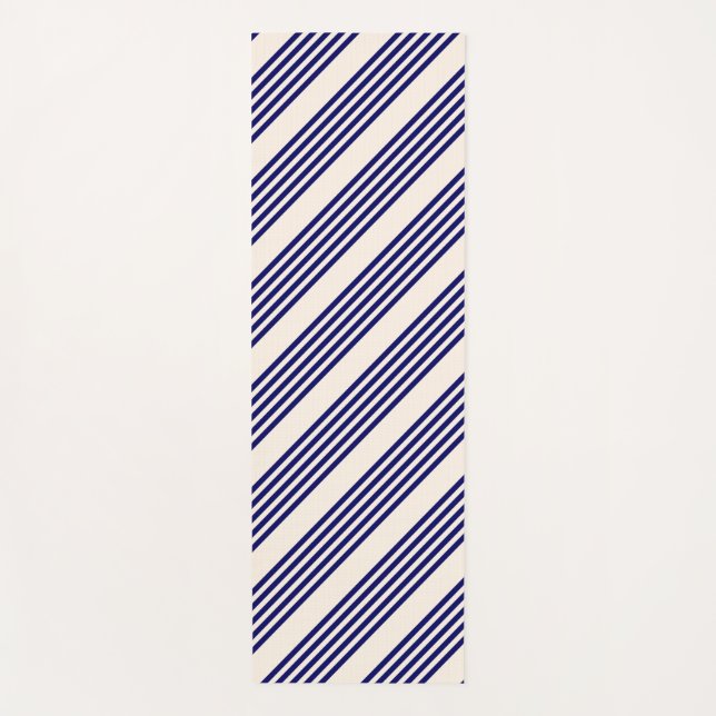 Navy und Beige fünf Streifen Muster Yogamatte (Vorderseite)