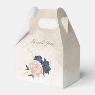 Navy- und blassrosa Blumen Grüne Hochzeit Geschenkschachtel