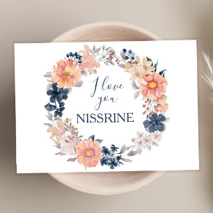 Navy und Blush Blumenstrauß I Liebe Sie grüßen Karte