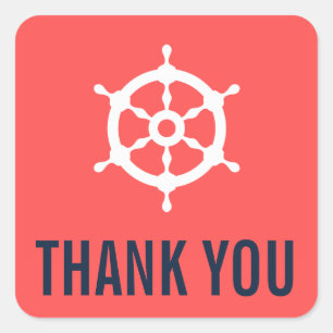 Navy und Coral Nautical Wedding Danke Stickers