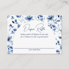 Navy und Dusty Blue Boy Floral Diaper Raffel Begleitkarte