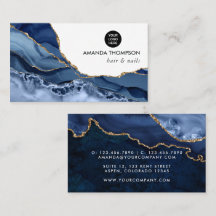 Navy und Gold Achat Edelstein Visitenkarte