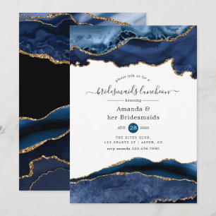 Navy und Gold Agate Bridesmaids Luncheon Einladung
