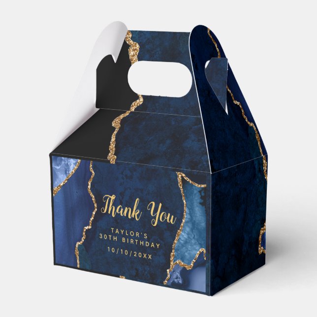 Navy und Gold Agate Geburtstag Vielen Dank Geschenkschachtel (Vorderseite)