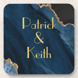 NAVY UND GOLD AGATE Getränkekasten Getränkeuntersetzer