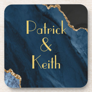 NAVY UND GOLD AGATE Getränkekasten Getränkeuntersetzer