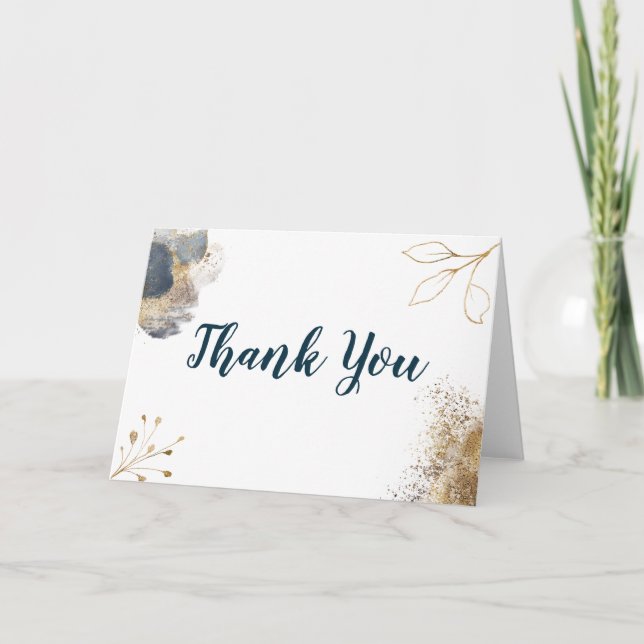 Navy und Gold Ampersand Danke Karte (Vorderseite)