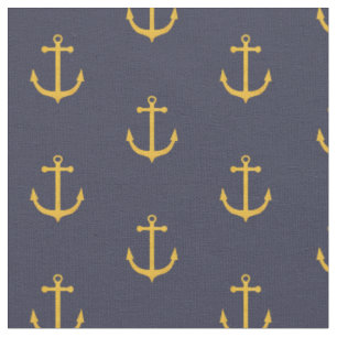 Navy und Gold Anker Fabric Stoff