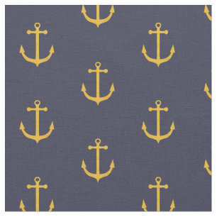 Navy- und Gold-Anker-Stoff Stoff
