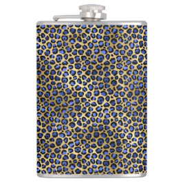 Navy und Gold Cheetah Print Flachmann