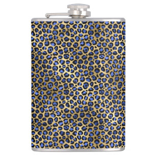 Navy und Gold Cheetah Print Flachmann