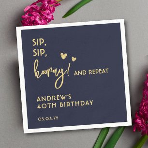 Navy und Gold Einfache lustige Custom Adult Geburt Serviette