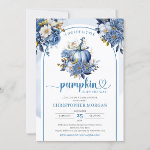 Navy und Gold floral ein kleines Kürbiskürbis Einladung