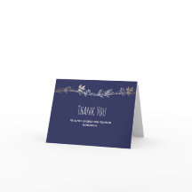 Navy und Gold Florals Elegante Hochzeit Vielen Dan