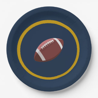 Navy und Gold Football Paper Plate Pappteller