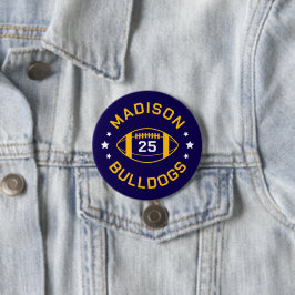 Navy und Gold Football Player Jersey Nummer Button