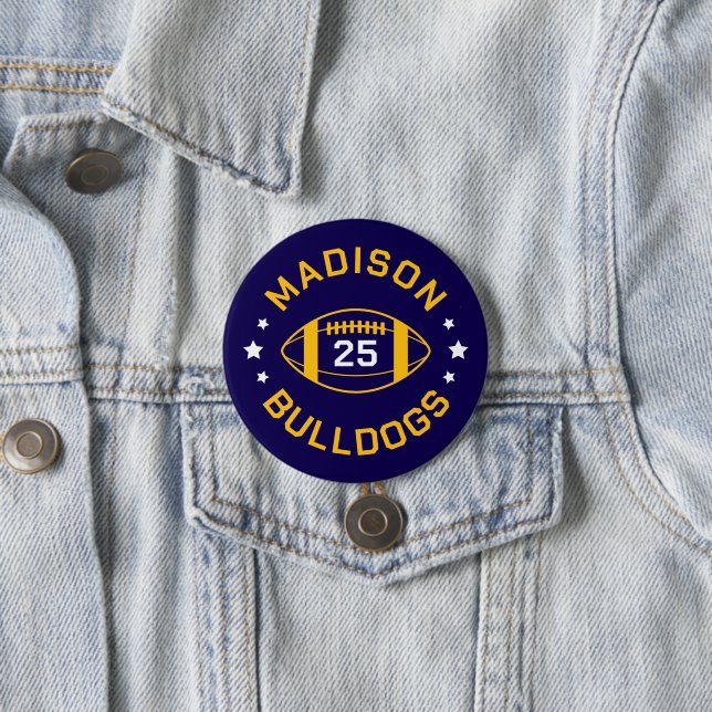 Navy und Gold Football Player Jersey Nummer Button (Beispiel)