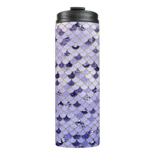Navy und Gold Glitter Meerjungfrau Schuppen Thermosbecher