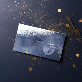 Navy und Gold Lunar Brush Strokes Business Card Visitenkarte