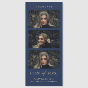 Navy und Gold Magnetic Foto Strip Abschluss Magnetkarte