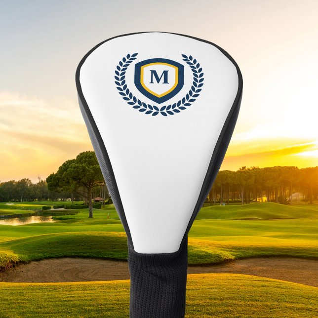 Navy und Gold Monogram Logo Wappen Golf Headcover (Von Creator hochgeladen)