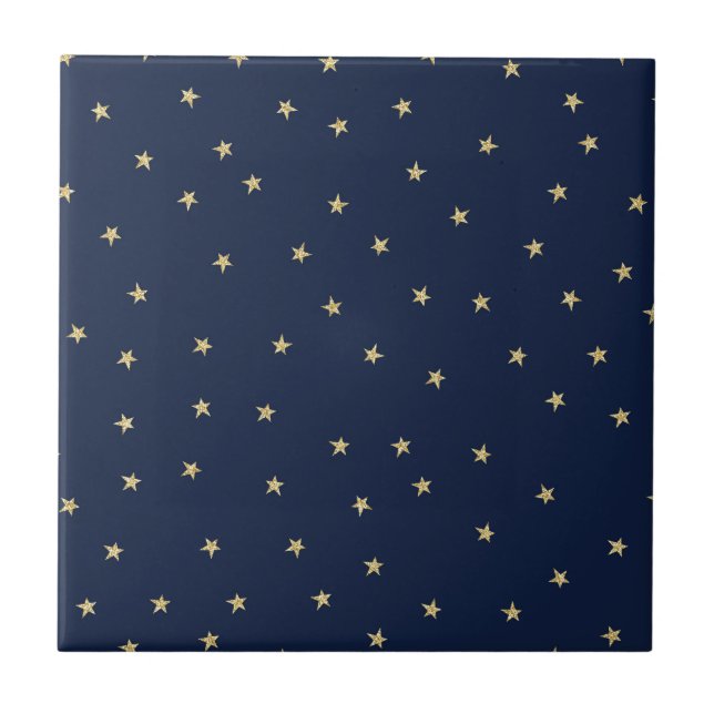 Navy- und Gold-Stars Fliese (Vorderseite)