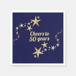 Navy und Gold Stars jubeln bis 50 Jahre Geburtstag Serviette