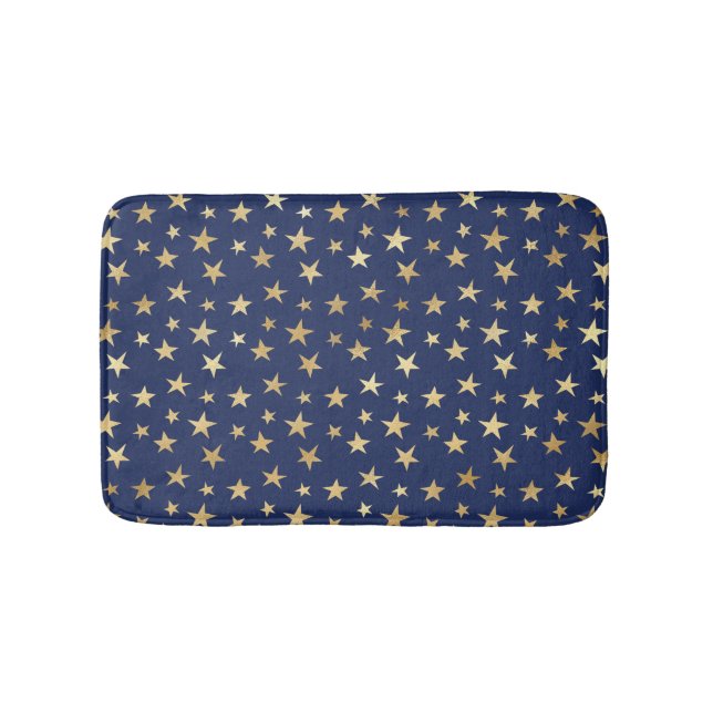 Navy und Gold Stars Night Sky Badematte (Vorderseite)