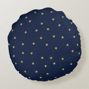 Navy- und Gold-Stars Rundes Kissen