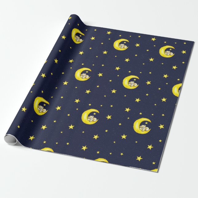 Navy und Gold Twinkle Little Stars Geschenkpapier (Ungerollt)