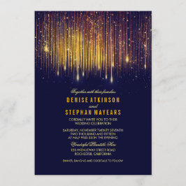 Navy und Gold Wedding String Lights laden ein Einladung